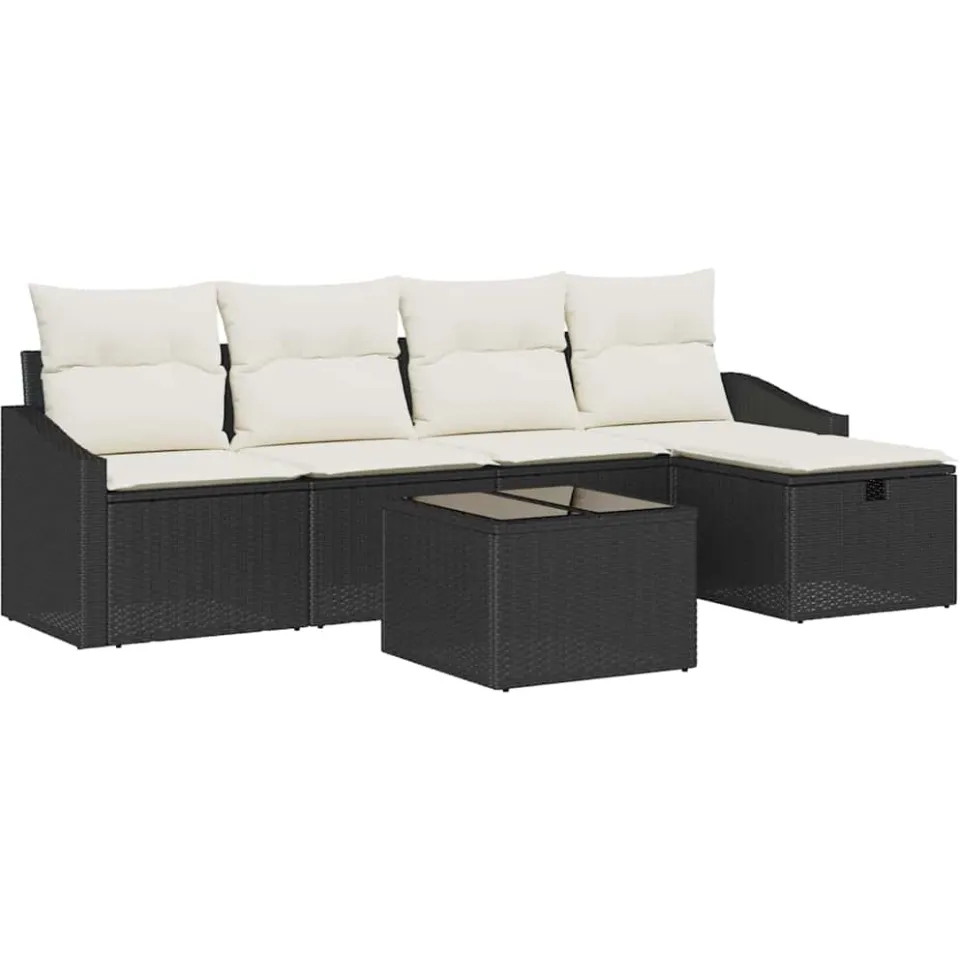 vidaXL Bankstel 5 st poly rattan Zwart