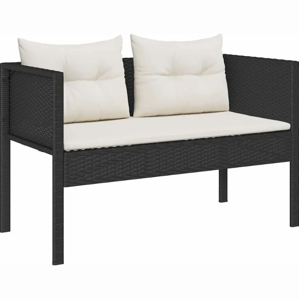 vidaXL Tuinbankenset 6 st Zwart en Crème poly rattan, foto 4