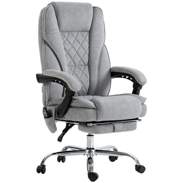 Clruro Bureaustoel - 67x72x111-119 cm - 6-Punts Massage - Verwarming - Polyester - Grijs Clruro