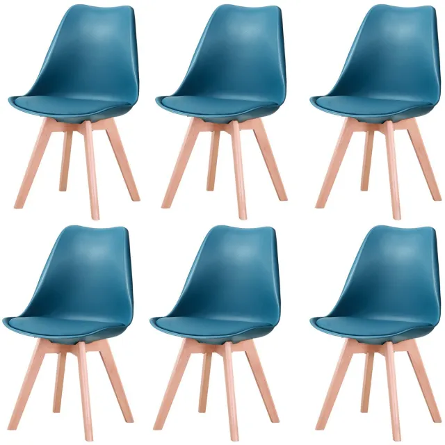 jently eetkamerstoelen - stoelen - houten poten - kunststof - set van 6 - donker groen