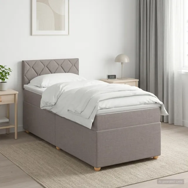 vidaXL Boxspringbed met matras met hoofdeinde Taupe 100 x 200 cm Stof