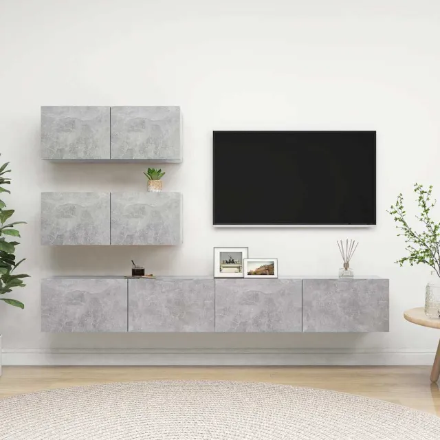 vidaXL 4-delige Tv-meubelset bewerkt hout betongrijs grijs, foto 2