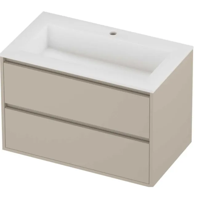 Proline Aristo Badmeubelset Polystone Elegant 1 Gat 80x46x54 cm Mat White Soft Linen Beige