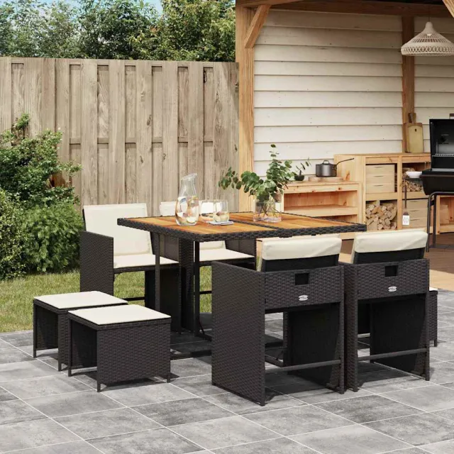 vidaXL 9-delige Tuinset poly rattan zwart, foto 2