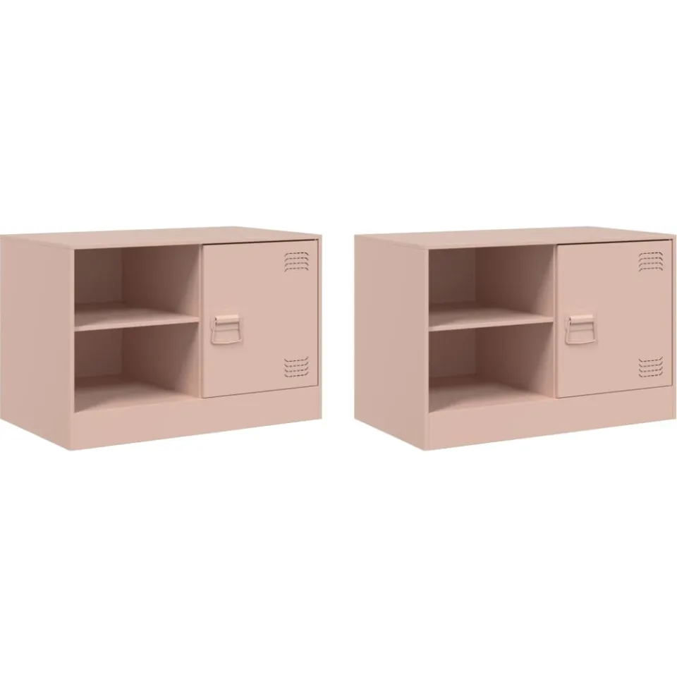 vidaXL Tv-meubelen 2 st 67x39x44 cm staal roze, foto 3