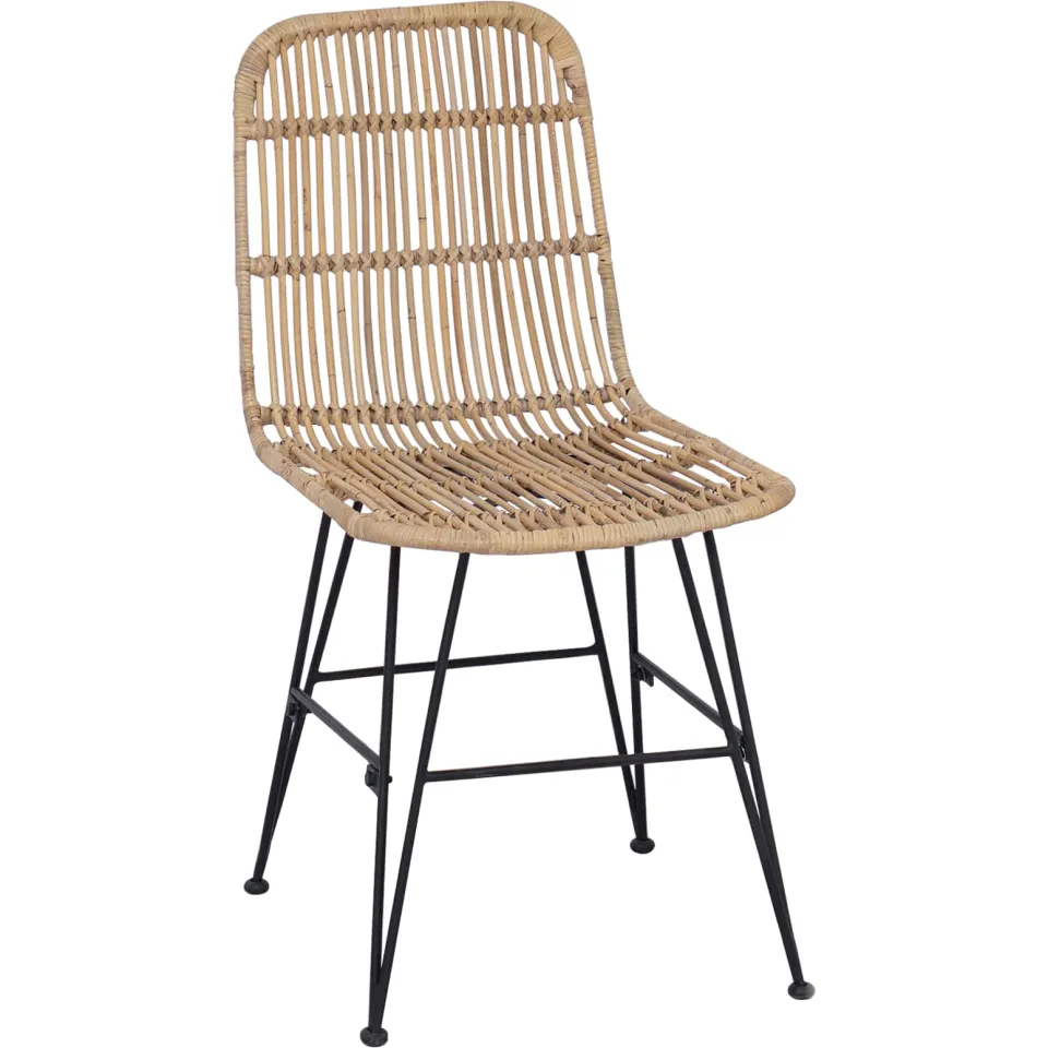 vidaXL Eetkamerstoel 2 st Rattan en staal Naturel 41 x 55 x 85 cm, foto 4