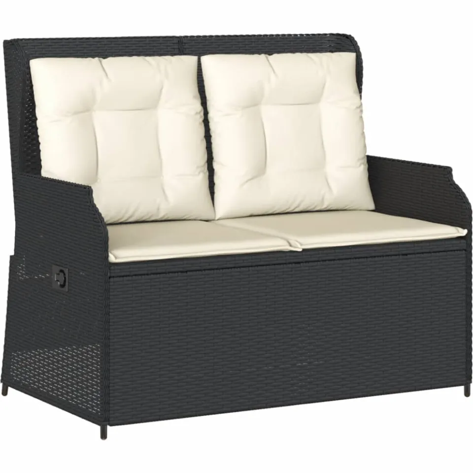 vidaXL 3-delige Loungeset met kussens poly rattan zwart