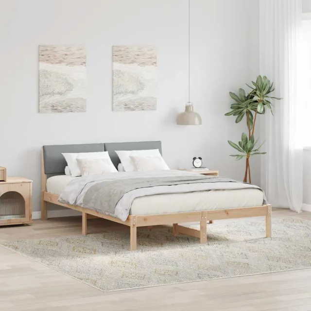 vidaXL Bedframe Bruin en lichtgrijs 150 x 200 cm Massief grenenhout