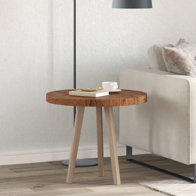 vidaXL Tafelblad Ø 60 x 4 cm Rond Massief Eikenhout Licht Bruin