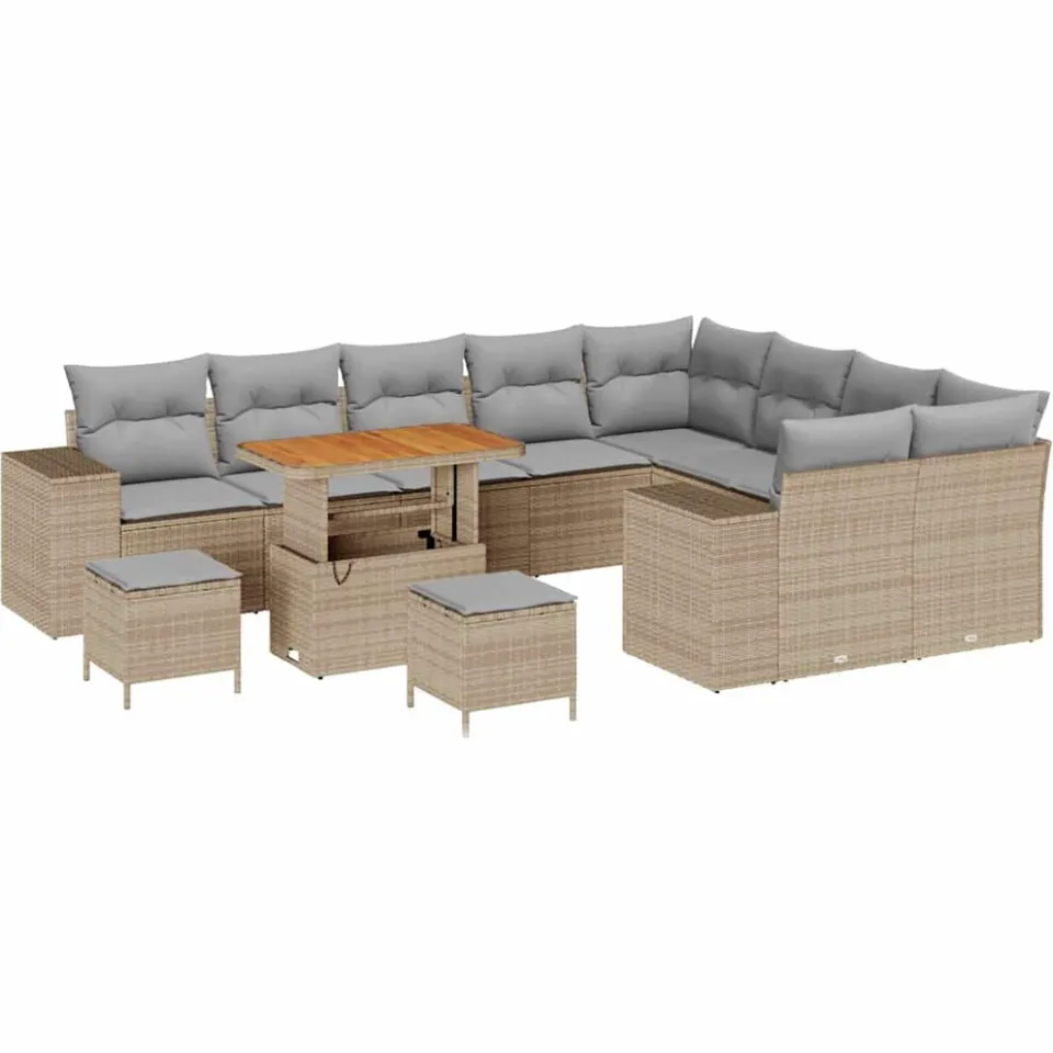 vidaXL Tuin Sofa Set 12 st Beige poly rattan