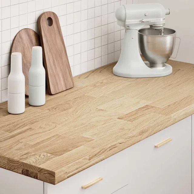 vidaXL Keuken werkblad rechthoekig 140x63,5x4 cm massief eikenhout Bruin