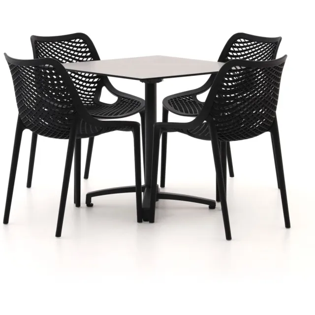Forza Furniture Forza Ripi/Canzo 80cm dining tuinset 5-delig stapelbaar inklapbaar grijs, foto 2