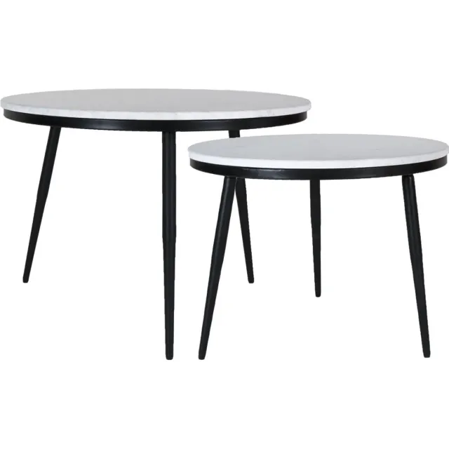 Home67 Salontafel Melle - Marmer - Set van 2 - Rond Wit