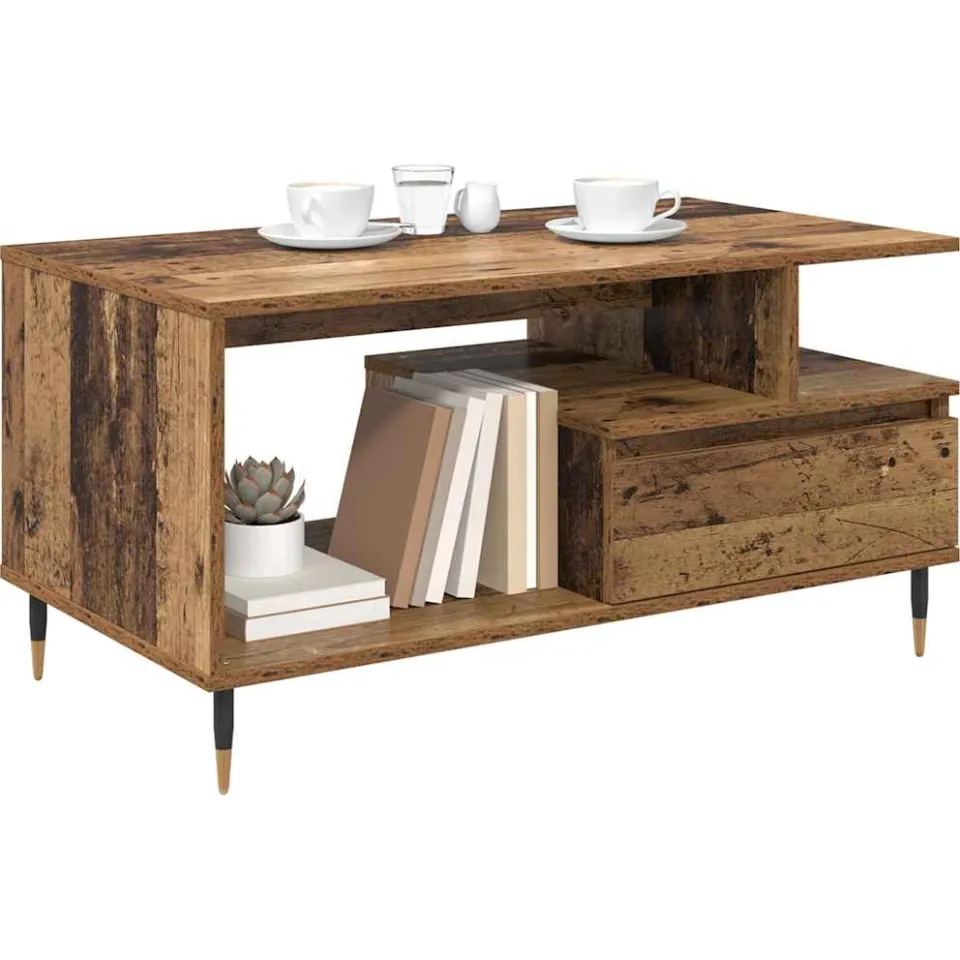 vidaXL Salontafel Oudhout 90 x 49 x 45 cm Bewerkt hout Bruin