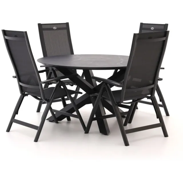 Hartman tuinmeubelen Hartman Troy/Lodola ø 130cm dining tuinset 5-delig verstelbaar zwart