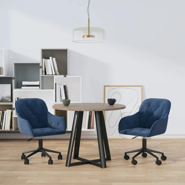 vidaXL Eetkamerstoelen draaibaar 2 st fluweel blauw, foto 2