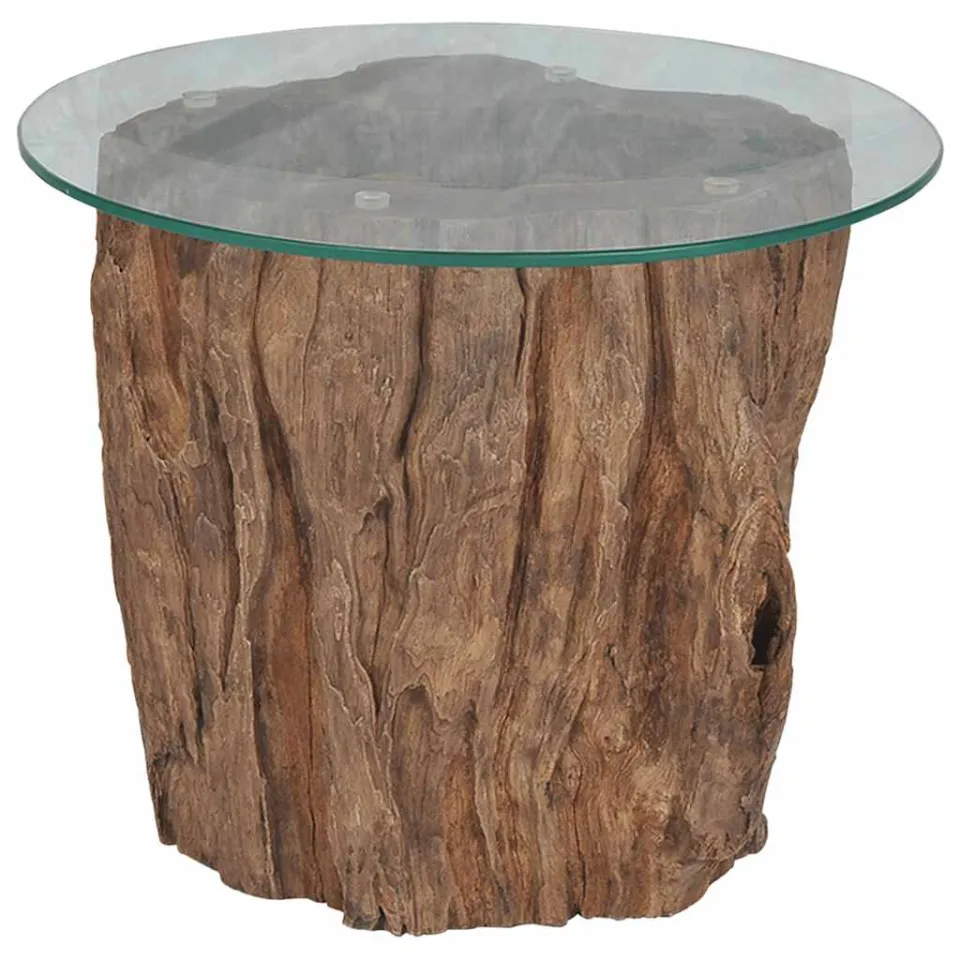 vidaXL Salontafel 50x40 cm teakhout en glas bruin, foto 2