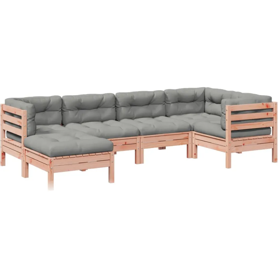 vidaXL 6-delige Loungeset met kussens massief douglas vurenhout Bruin