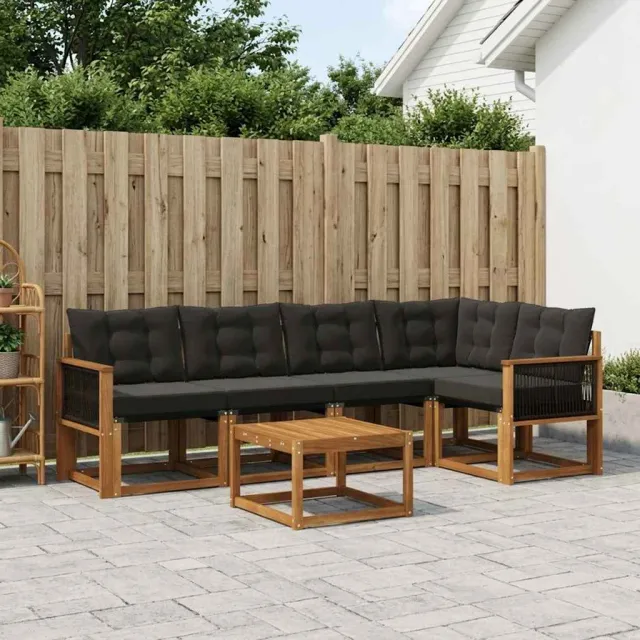 vidaXL Buiten bankenset 6 st 5-zits Naturel en Zwart