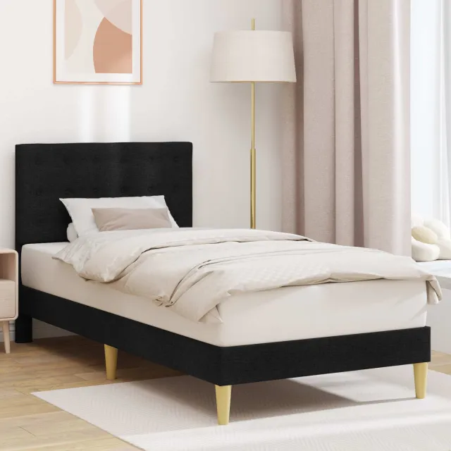 vidaXL Bedframe met hoofdeinde Zwart 90 x 190 cm Stof