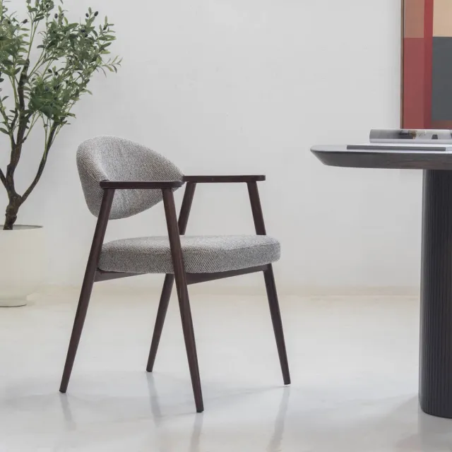 DÉJA Living Eetkamerstoel Karup - Taupe/Walnoot - Set van 2