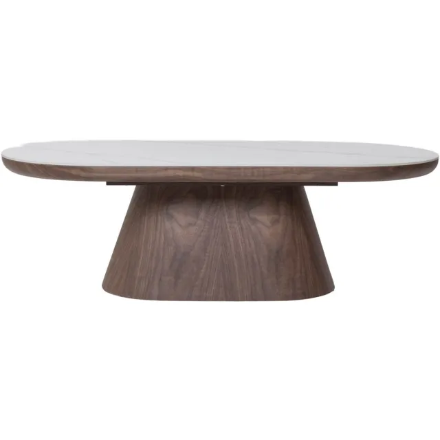 Giga Meubel Salontafel Alba - Ovaal Walnoot Hout/Keramisch - 120x60x38cm