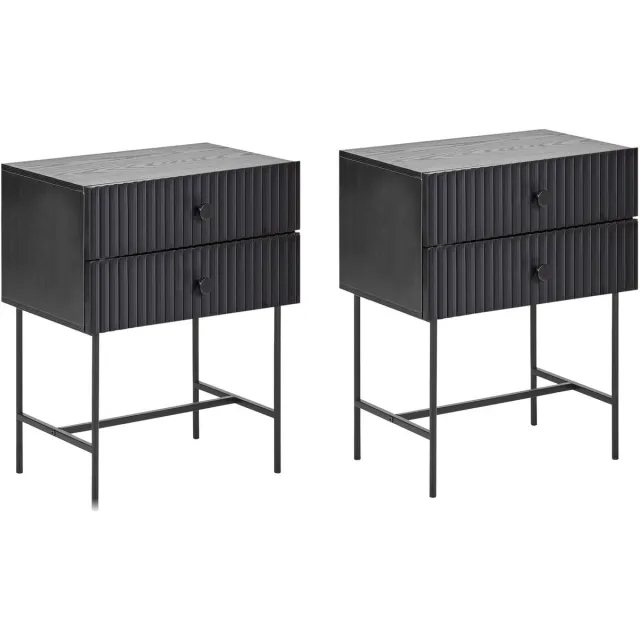 Beliani COVENTRY - Set van 2 nachtkastjes - Zwart - MDF