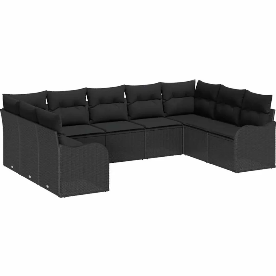 vidaXL Tuin Sofa Set 9 st Zwart poly rattan