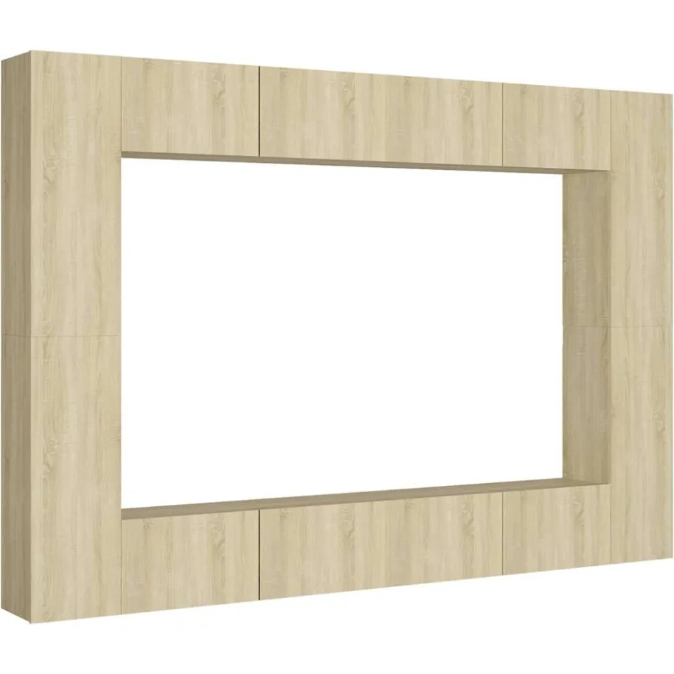 vidaXL 8-delige Tv-meubelset bewerkt hout sonoma eikenkleurig Bruin