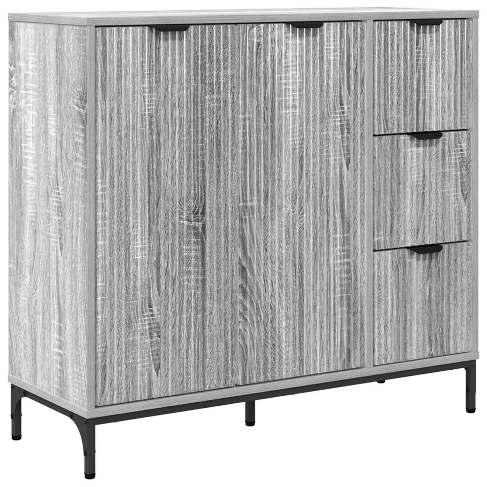 vidaXL Dressoir Grijs Sonoma 89,5 x 33 x 82 cm Bewerkt hout, foto 3