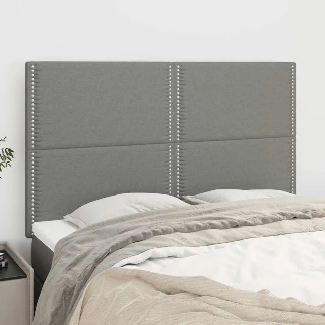 vidaXL Hoofdbord donkergrijs 144x5x118/128 cm Stof