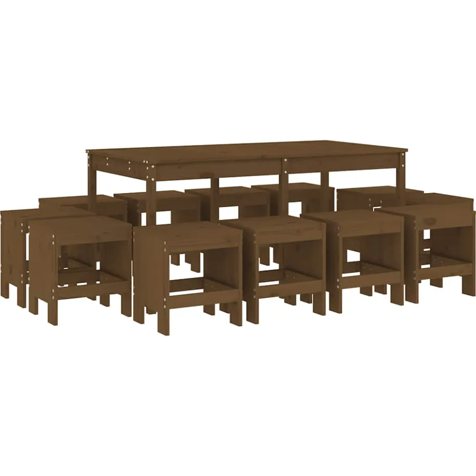 vidaXL 13-delige Tuinset massief grenenhout honingbruin