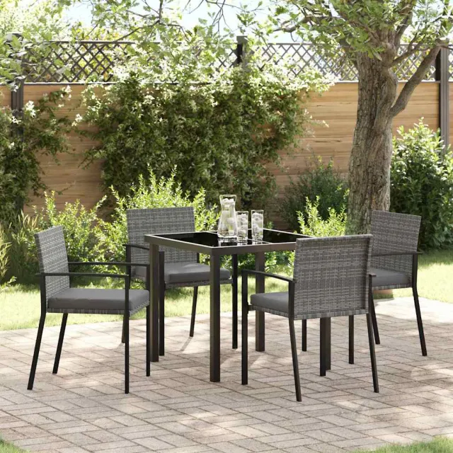 vidaXL Tuin eettafelset 5 st Grijs Gepoedercoat staal, foto 2