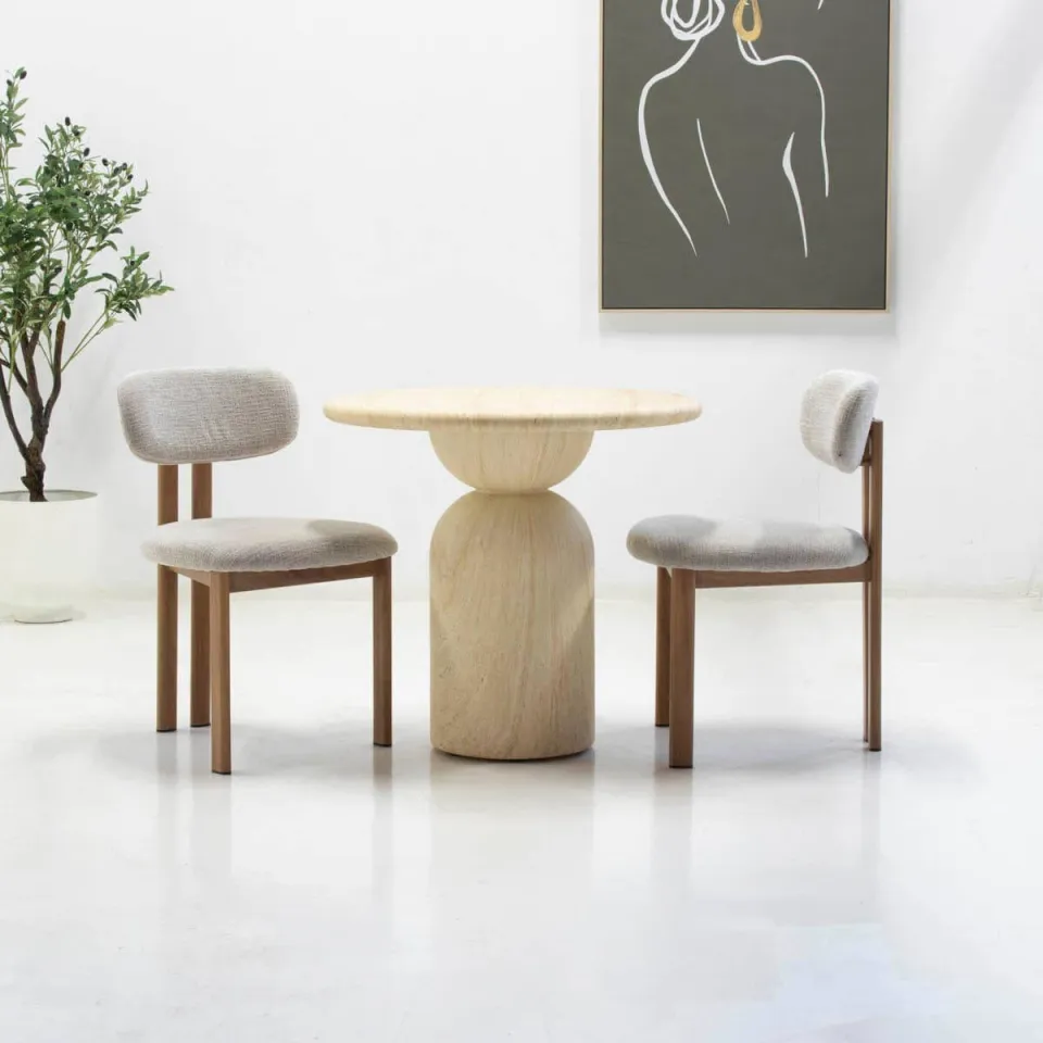 Giga Meubel Eettafel Djurö - Rond Travertin Composiet - 80cm, foto 2
