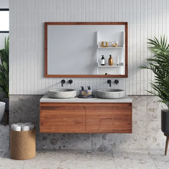 Forzalaqua Badkamermeubelset Forzalaqua Plateau Carrara Reno 2.0 Pure Walnut 120 cm