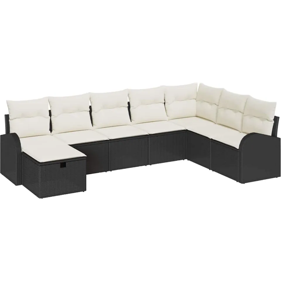vidaXL Tuin Sofa Set 8 st Zwart poly rattan