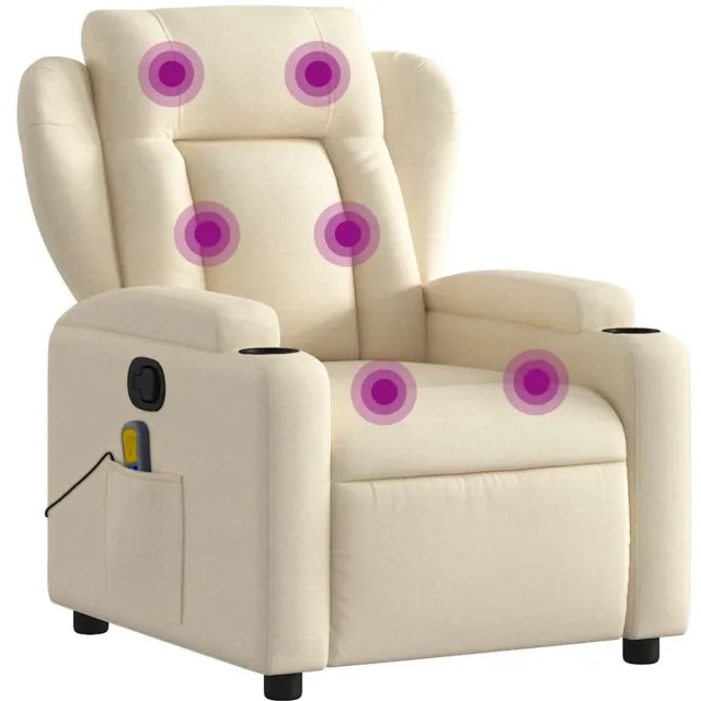 vidaXL Massagestoel - verstelbaar - stof - crèmekleurig