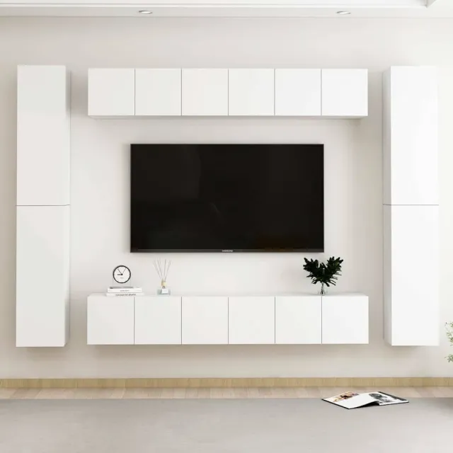 vidaXL 10-delige Tv-meubelset bewerkt hout wit, foto 2