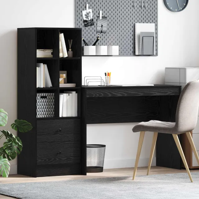 vidaXL Bureau Zwart Eiken 145,5 x 40 x 127 cm 2 st