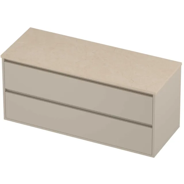 Proline Deck Badmeubelset Hardsteen Greeploos 2 Laden 120x46x54 cm Sand Stone Soft Linen Beige