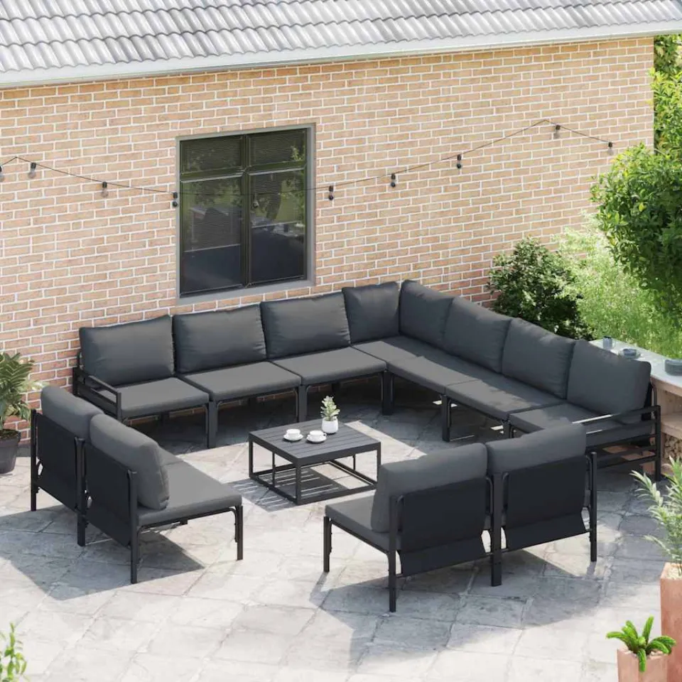 vidaXL Tuinbankenset 11 st Zwart Staal, foto 3