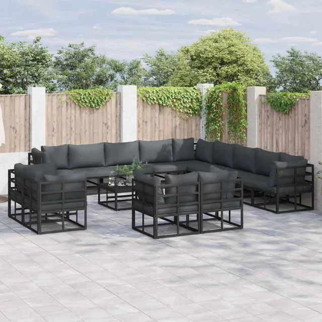 vidaXL Tuinbankenset 14 st Zwart Aluminium, foto 2
