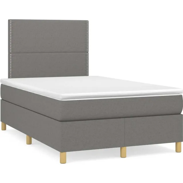vidaXL Boxspring met matras stof donkergrijs 120x190 cm grijs