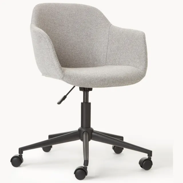 Westwing Collection Gestoffeerde bureaustoel Fiji met smalle zitvlak grijs