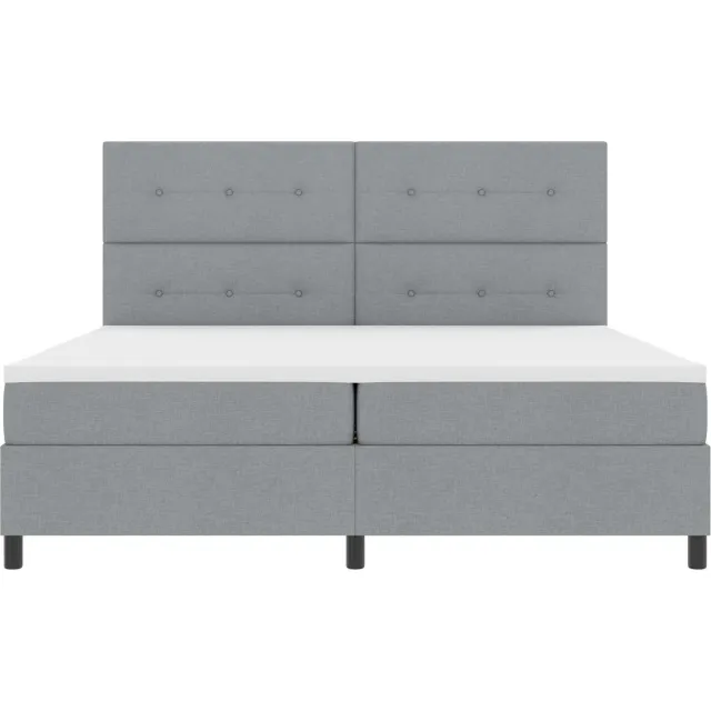 vidaXL Boxspring bed met hoofdeinde Lichtgrijs 200 x 200 cm Stof grijs