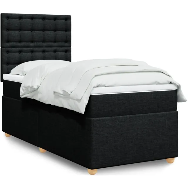 vidaXL Boxspring met matras stof zwart 100x200 cm