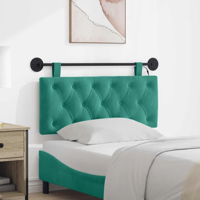 vidaXL Hangend hoofdbord Turquoise Fluweel