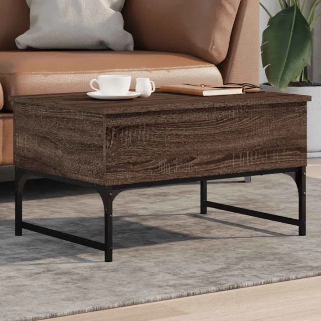 vidaXL Salontafel 70x50x40 cm bewerkt hout en metaal bruin eikenkleur, foto 2