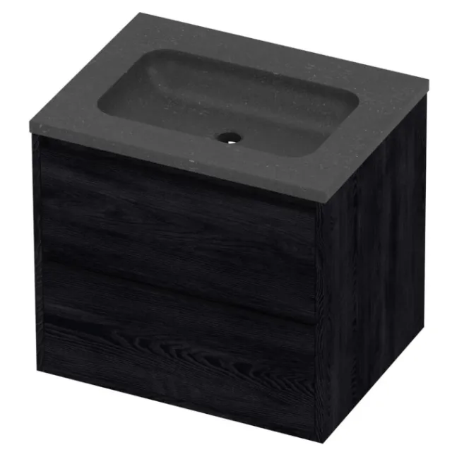 Proline Rollo Badmeubelset Hardsteen Elegant 2 Laden 60x46x54 cm Blue Stone Black Oak Eiken