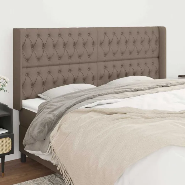 vidaXL Hoofdbord met randen 183x16x118/128 cm stof taupe